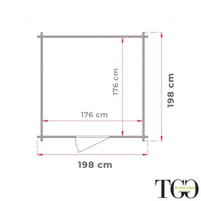 2x2 Geräteschuppen aus Holz mit doppelter Fenstertür