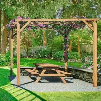 3x3 Holzpergola für Außenbereiche und Gärten aus massivem, im Autoklav imprägniertem Kiefernholz