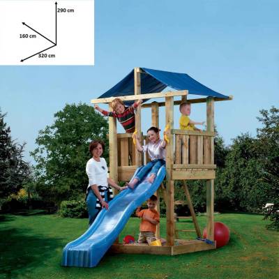 Gartenspielset aus Holz mit Rutsche und Sandkasten Happy3