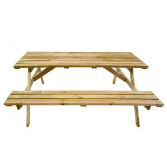 Happytime 25mm Holzbank Picknicktisch Biergartengarnitur für Garten und Terrasse 180 x 150 x 70 cm