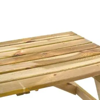 Happytime 25mm Holzbank Picknicktisch Biergartengarnitur für Garten und Terrasse 180 x 150 x 70 cm