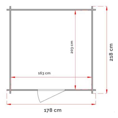 Holzgartenhaus Franco 178X218 cm Boxschuppen mit einzelner Blindtür - BODEN AUSGESCHLOSSEN