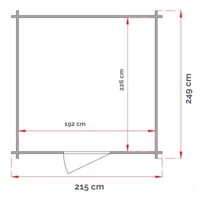 Holzgeräteschuppen Willa 215x249 mit Doppelfenstertür