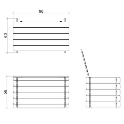 Giunone Outdoor-Holztruhe, 98x60x54H cm