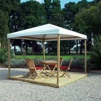 Tooy 3x3 Holzpavillon, komplett mit hagelfestem PVC-Schattentuch