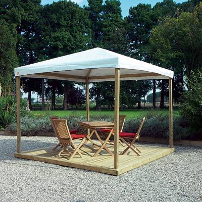 Tooy 3x3 Holzpavillon, komplett mit hagelfestem PVC-Schattentuch