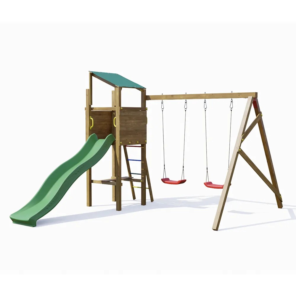 Holzspielplatz Playland Swing TGG Play mit Rutsche und zwei Schaukeln