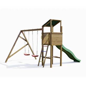 Holzspielplatz Playland Swing TGG Play mit Rutsche und zwei Schaukeln