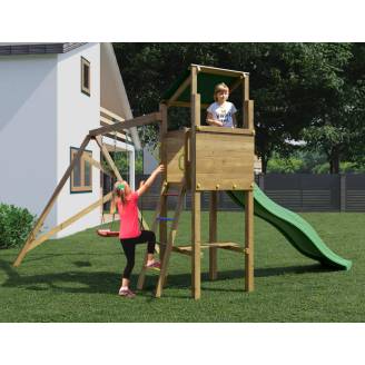 Holzspielplatz Playland Swing TGG Play mit Rutsche und zwei Schaukeln