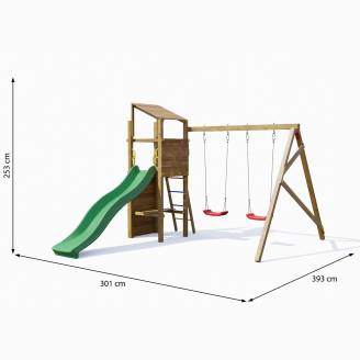 Holzspielplatz Playland FlipFlop TGG Play mit Rutsche, zwei Schaukeln und Klettergerüst