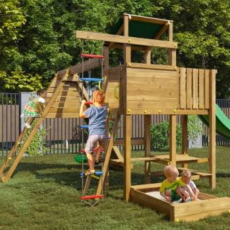 Holzspielplatz Playland Glee TGG Play mit Schaukel, Rutsche, Sandkasten, Klettergerüst und Picknicktisch