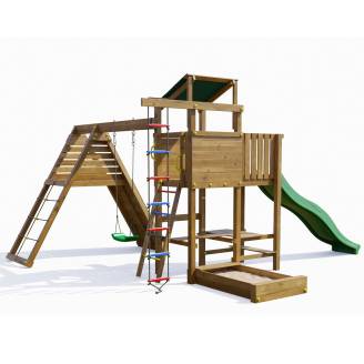 Holzspielplatz Playland Glee TGG Play mit Schaukel, Rutsche, Sandkasten, Klettergerüst und Picknicktisch