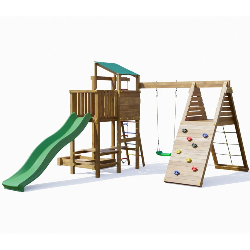 Holzspielplatz Playland Glee TGG Play mit Schaukel, Rutsche, Sandkasten, Klettergerüst und Picknicktisch