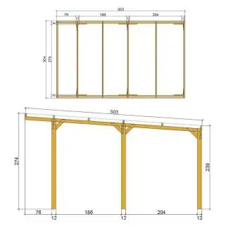 Holzpergola 3x5 CarPort Autounterstand und Schatten