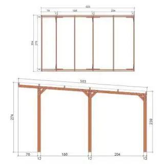 Pergola aus kastanienfarbenem Holz 3x5 CarPort Autounterstand und Schatten