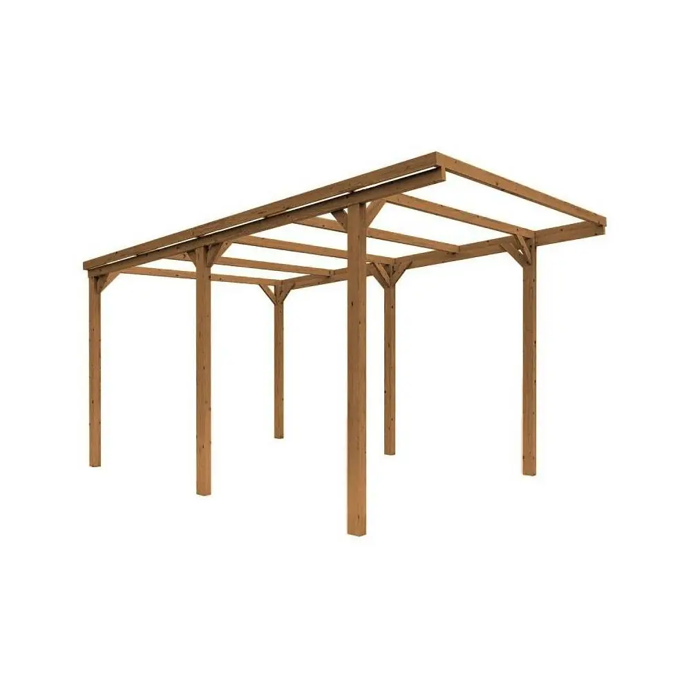 Pergola aus kastanienfarbenem Holz 3x5 CarPort Autounterstand und Schatten