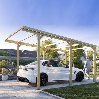 Pergola aus kastanienfarbenem Holz 3x5 CarPort Autounterstand und Schatten