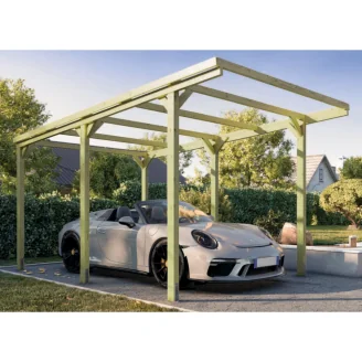 Pergola aus kastanienfarbenem Holz 3x5 CarPort Autounterstand und Schatten