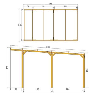 Holzpergola 3x5 CarPort Autounterstand komplett mit Hagelschutz-PVC-Abdeckung