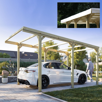 Holzpergola 3x5 CarPort Autounterstand komplett mit Hagelschutz-PVC-Abdeckung