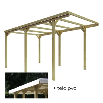 Holzpergola 3x5 CarPort Autounterstand komplett mit Hagelschutz-PVC-Abdeckung