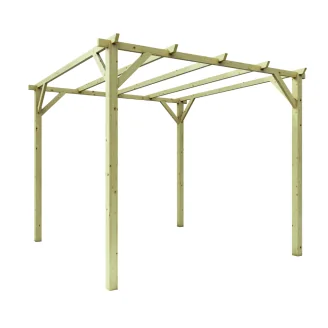 3x3 Holzpergola für Außenbereiche und Gärten aus massivem, im Autoklav imprägniertem Kiefernholz