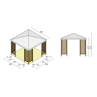 Red GT Gartenpavillon aus Holz mit PVC-Abdeckung 300 x 300 cm