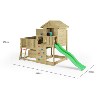 Holzspielhaus für Kinder mit Rutsche – Garten-Spielplatz Fungoo Sweet House