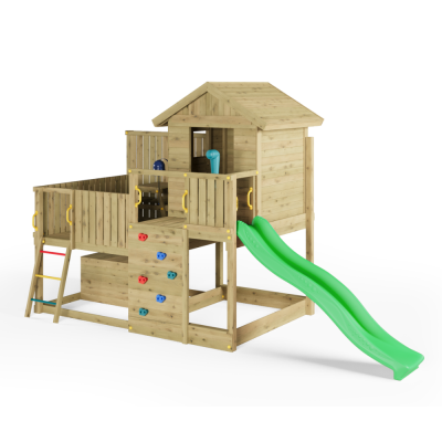 Holzspielhaus für Kinder mit Rutsche – Garten-Spielplatz Fungoo Sweet House