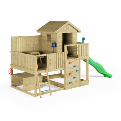 Holzspielhaus für Kinder mit Rutsche – Garten-Spielplatz Fungoo Sweet House